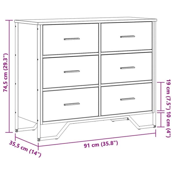 vidaXL Kommode brun eik 91x35,5x74,5 cm konstruert tre