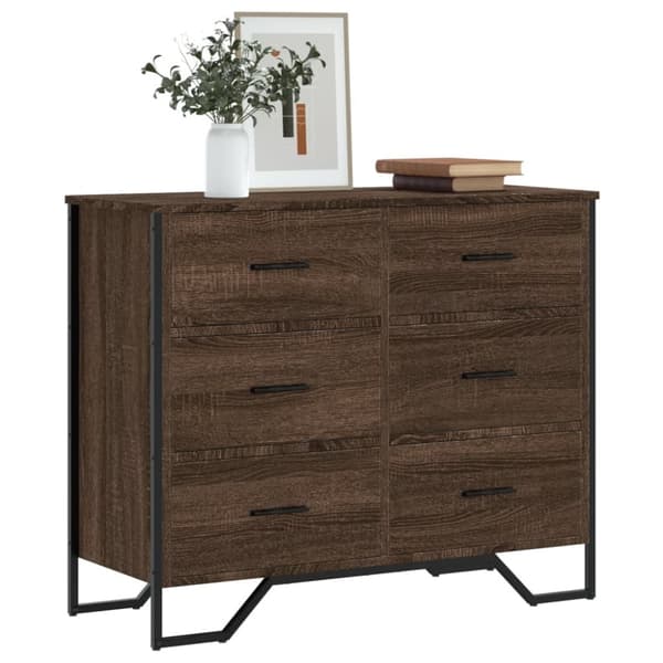 vidaXL Kommode brun eik 91x35,5x74,5 cm konstruert tre