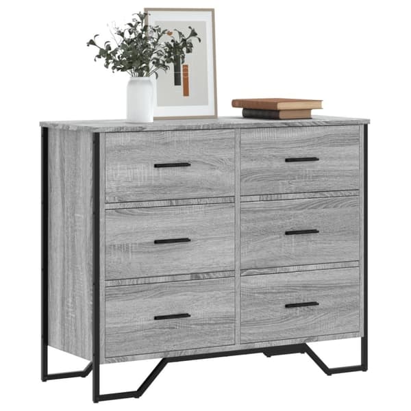 vidaXL Lipasto harmaa Sonoma 91x35,5x74,5 cm tekninen puu