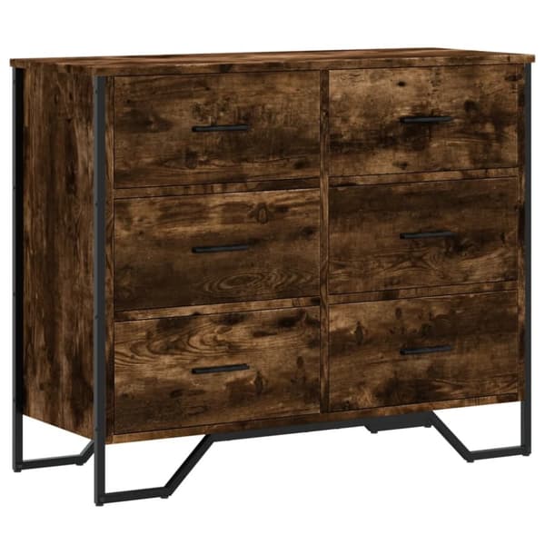 vidaXL kommode 91x35,5x74,5 cm konstrueret træ røget egetræsfarve