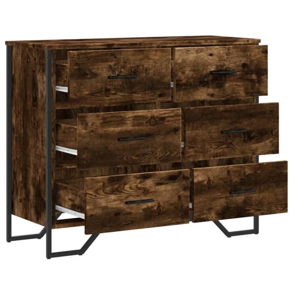 vidaXL kommode 91x35,5x74,5 cm konstrueret træ røget egetræsfarve
