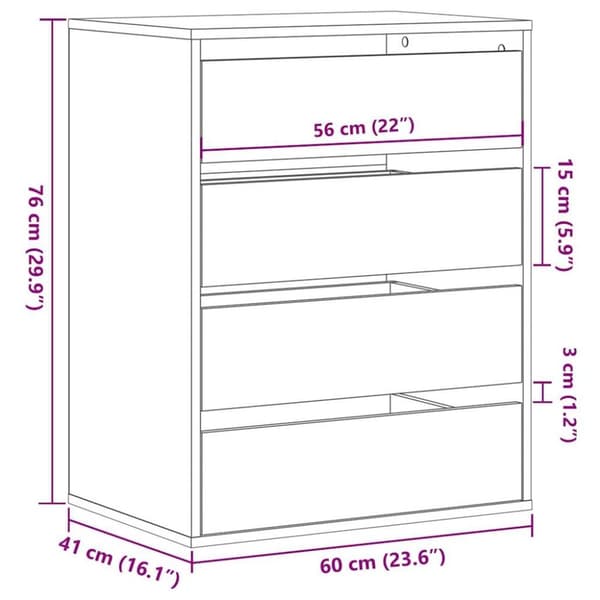 vidaXL kommode til hjørne 60x41x76 cm konstrueret træ betongrå