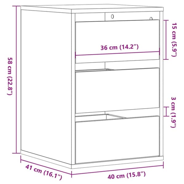 vidaXL kommode til hjørne 40x41x58 cm konstrueret træ sonoma-eg