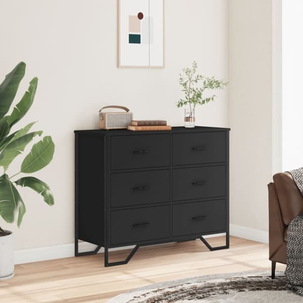 vidaXL kommode 91x35,5x74,5 cm konstrueret træ sort