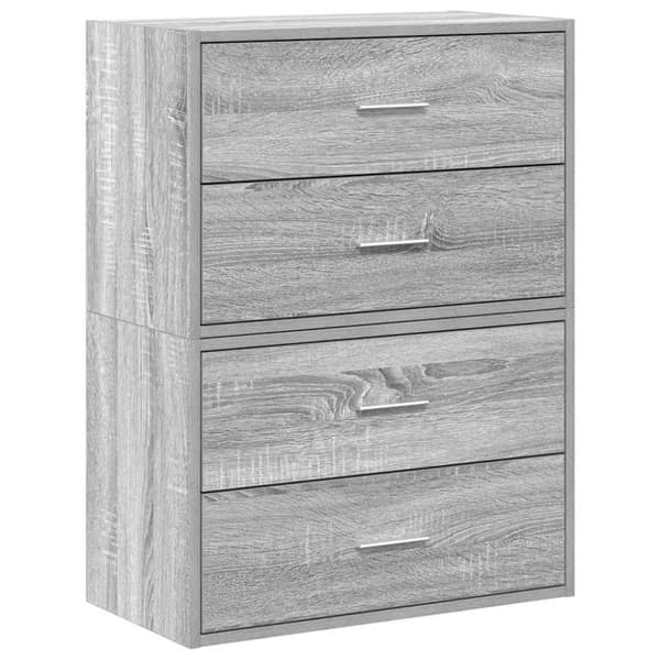 vidaXL Skap med 2 skuffer 2 stk grå eik 60x31x40 cm konstruert tre