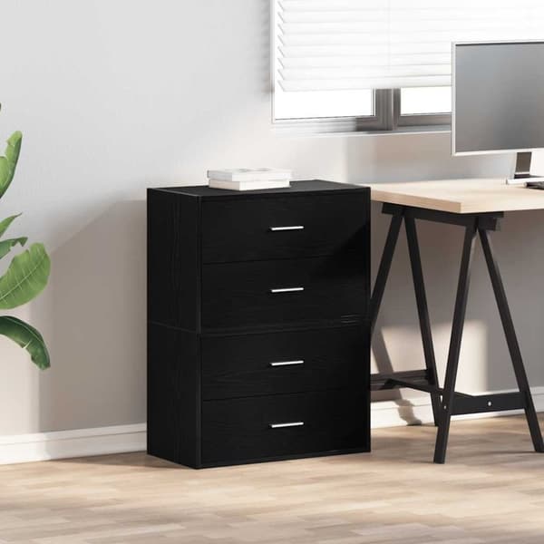 vidaXL Skåp med 2 lådor 2 st svart ek 60x31x40 cm konstruerat trä