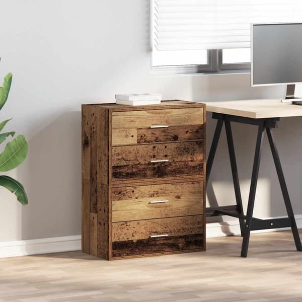 vidaXL Skap med 2 skuffer 2 stk gammelt tre 60x31x40 cm konstruert tre