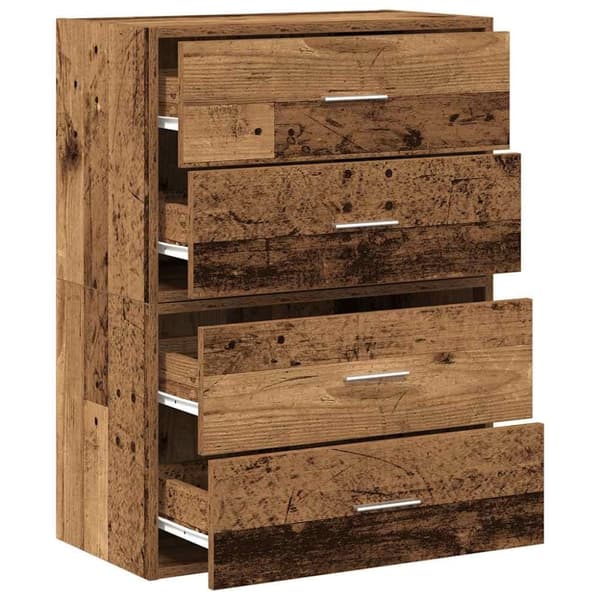 vidaXL Skap med 2 skuffer 2 stk gammelt tre 60x31x40 cm konstruert tre