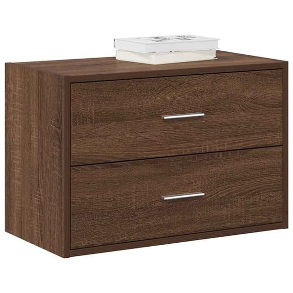 vidaXL Skap med 2 skuffer brun eik 60x31x40 cm konstruert tre