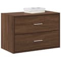 Miniatyrbilde 2 av 11: vidaXL Skap med 2 skuffer brun eik 60x31x40 cm konstruert tre