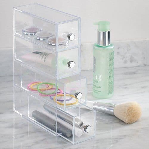 InterDesign 36560EU Clarity 4-lådor Tower Organizer Transparent 7 x 18 x 25,5 cmâ € ¦
