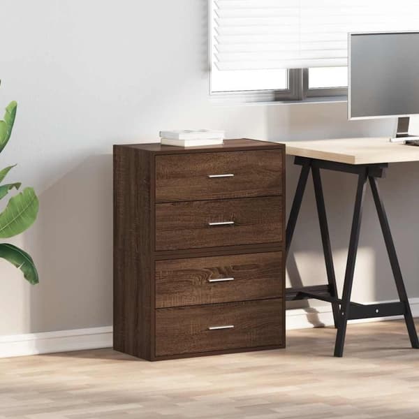 vidaXL skabe med 2 skuffer 2 stk. 60x31x40 cm brun egetræsfarve