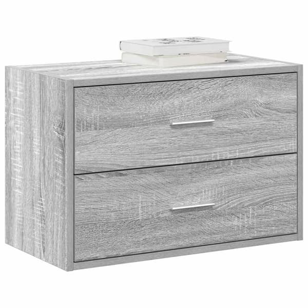 vidaXL skab med 2 skuffer 60x31x40 cm konstrueret træ grå sonoma-eg