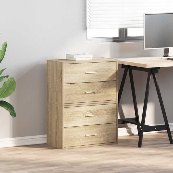 vidaXL skabe med 2 skuffer 2 stk. 60x31x40cm konstrueret træ sonoma-eg