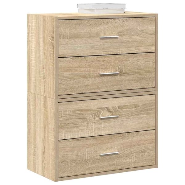 vidaXL skabe med 2 skuffer 2 stk. 60x31x40cm konstrueret træ sonoma-eg
