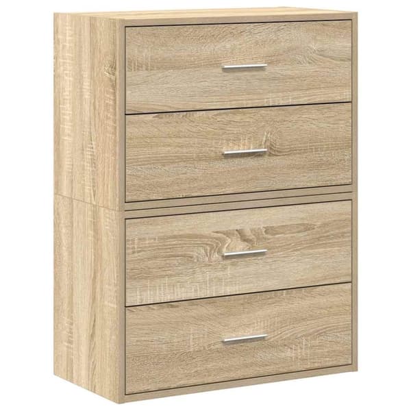 vidaXL skabe med 2 skuffer 2 stk. 60x31x40cm konstrueret træ sonoma-eg