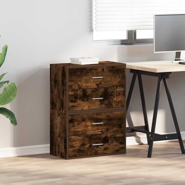 vidaXL Kaapit 2 laatikkoa 2 kpl savutammi 60x31x40 cm teknillinen puu