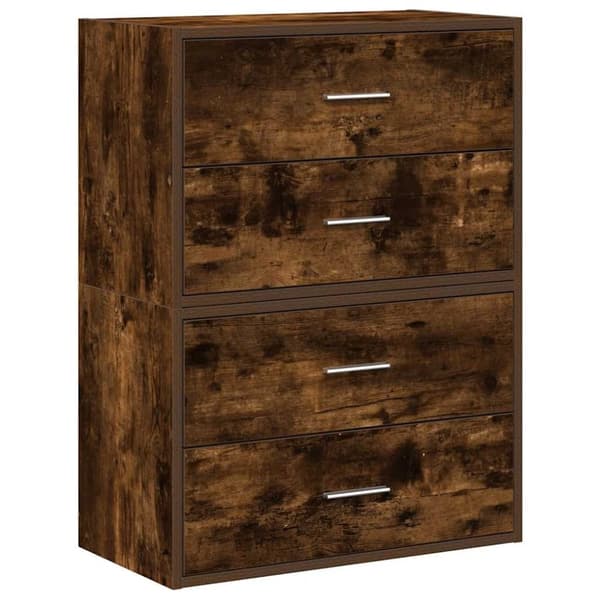 vidaXL Kaapit 2 laatikkoa 2 kpl savutammi 60x31x40 cm teknillinen puu