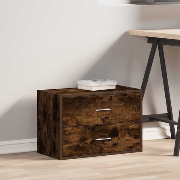 vidaXL skab med 2 skuffer 60x31x40 cm røget egetræsfarve
