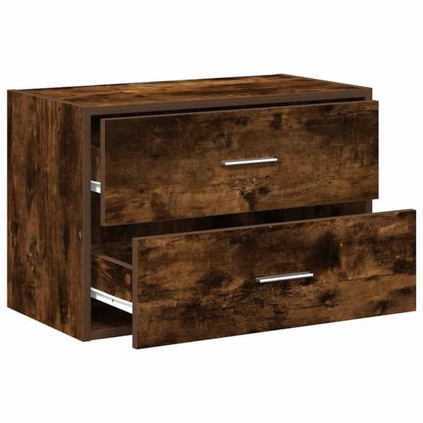 vidaXL skab med 2 skuffer 60x31x40 cm røget egetræsfarve