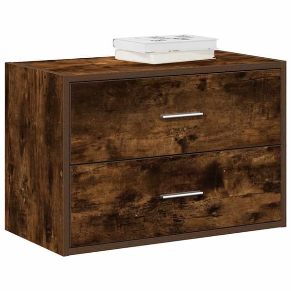 vidaXL skab med 2 skuffer 60x31x40 cm røget egetræsfarve