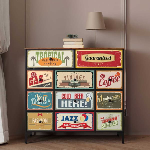 Max Home Vintage-retro Kommode Med 11 Stofskuffer