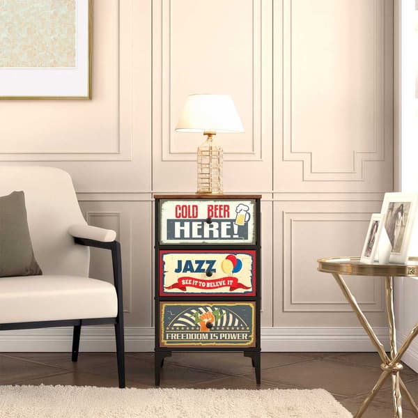 Max Home Vintage-retro Kommode Med 3 Stofskuffer