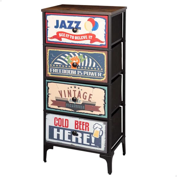 Max Home Vintage-retro Kommode Med 4 Stofskuffer