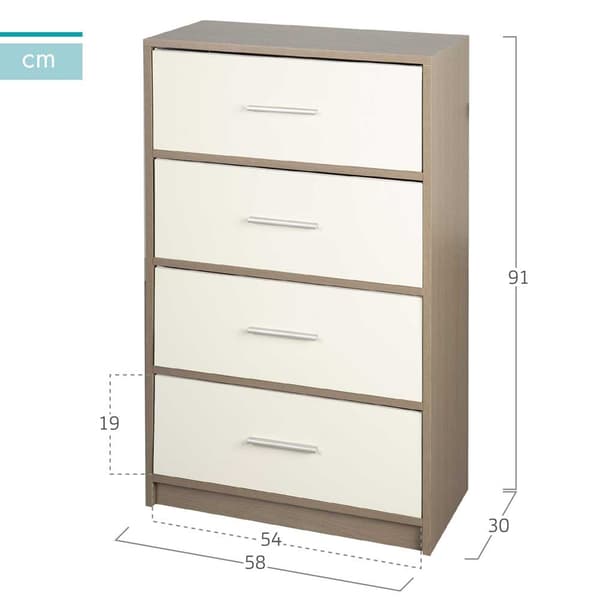 Max Home Wooden Byrå Med 4 Tyglådor