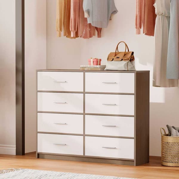 Max Home Wooden Kommode Med 8 Stofskuffer