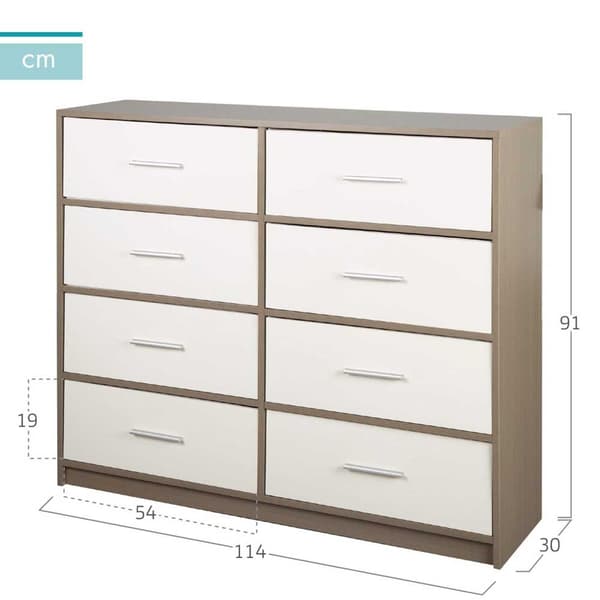 Max Home Wooden Kommode Med 8 Stofskuffer