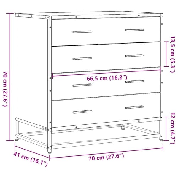 vidaXL Laatikosto ruskea tammi 70x41x70 cm tekninen puu