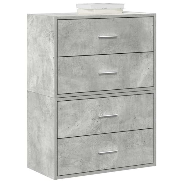 vidaXL skabe med 2 skuffer 2 stk. 60x31x40 cm konstrueret træ betongrå