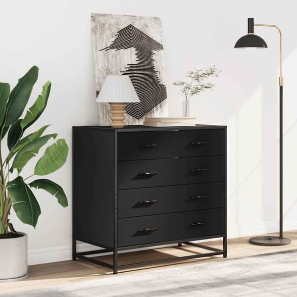 vidaXL Byrå svart 70x41x70 cm konstruerat trä
