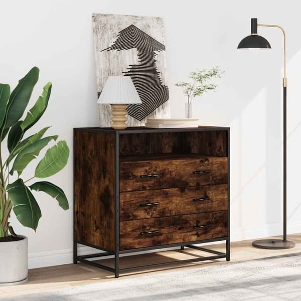 vidaXL Lådskåp rökfärgad ek 70x41x70 cm konstruerat trä