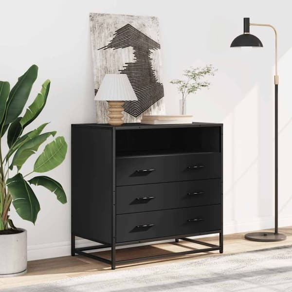vidaXL skuffeskab 70x41x70 cm konstrueret træ sort