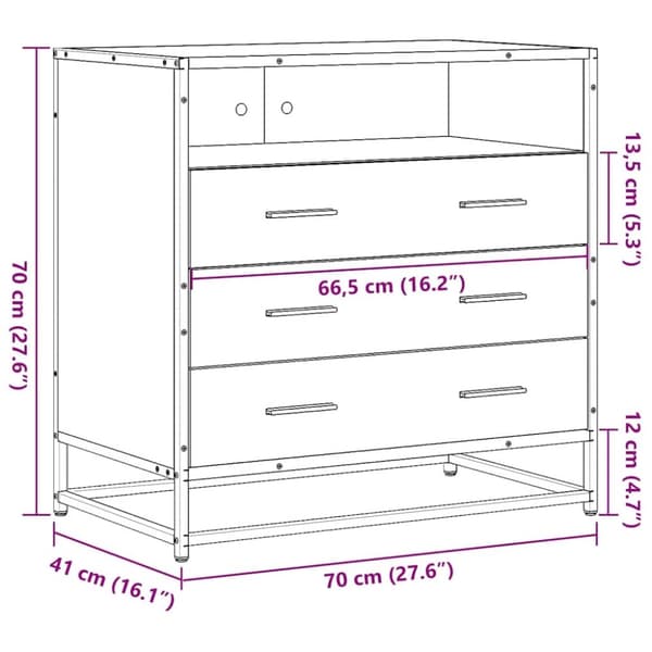 vidaXL skuffeskab 70x41x70 cm konstrueret træ sort