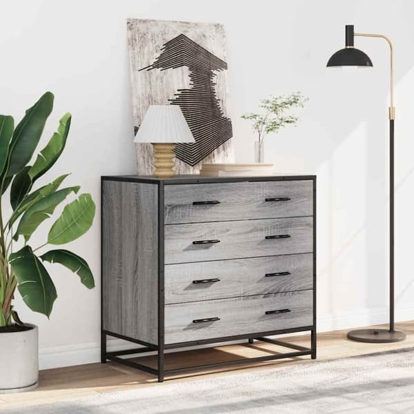vidaXL kommode 70x41x70 cm konstrueret træ grå sonoma-eg