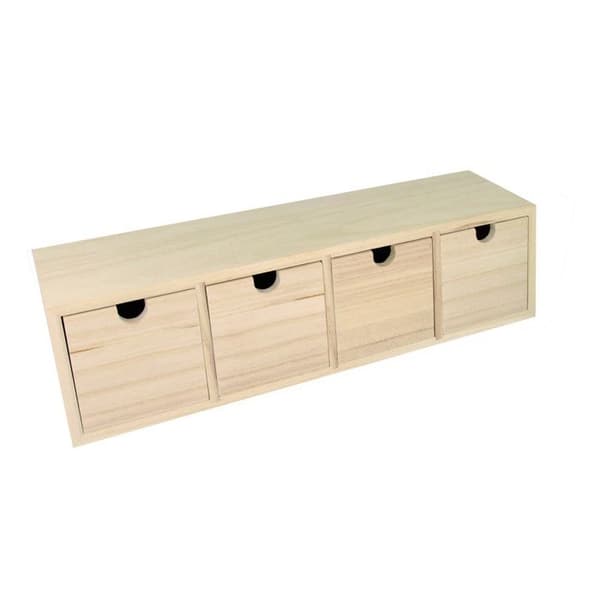 Träblock med 4 lådor 44x10x15cm