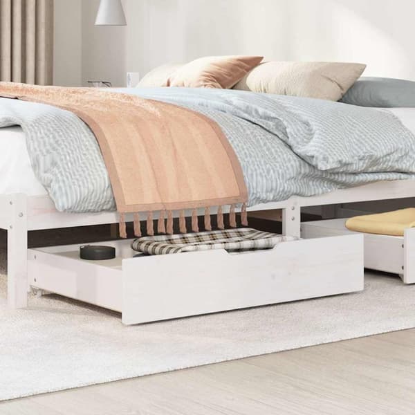 Sänglådor 2 st vit 85x55x16 cm massiv furu
