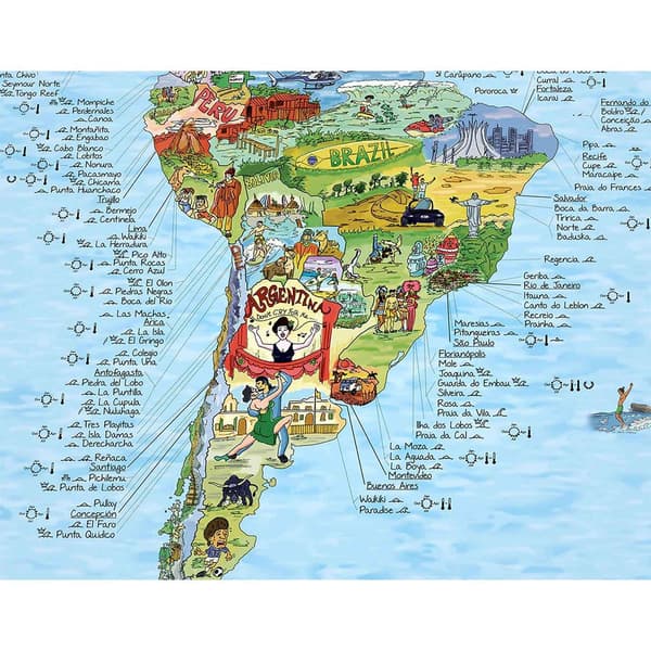 Awesome Maps Kartta Maailman Parhaat Surffausrannat Alkuperäinen Värillinen Painos Surftrip Monivärinen