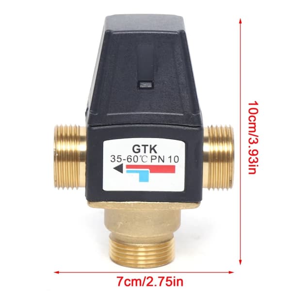 Termostatisk Vandblandingsventil, 35-60℃ Temperaturkontrol, DN20 Messingkonstruktion,sort