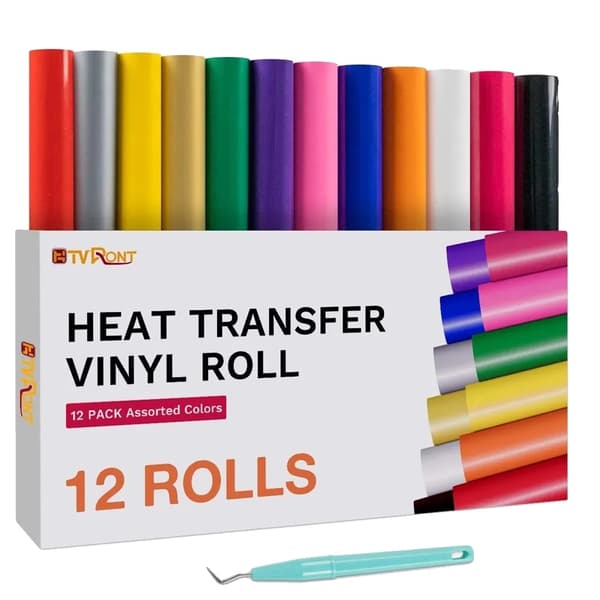 Värmeöverföringsvinylrulle, 12-pack, lätt att klippa, livliga färger,12 förpackningar, )30cmX150cm