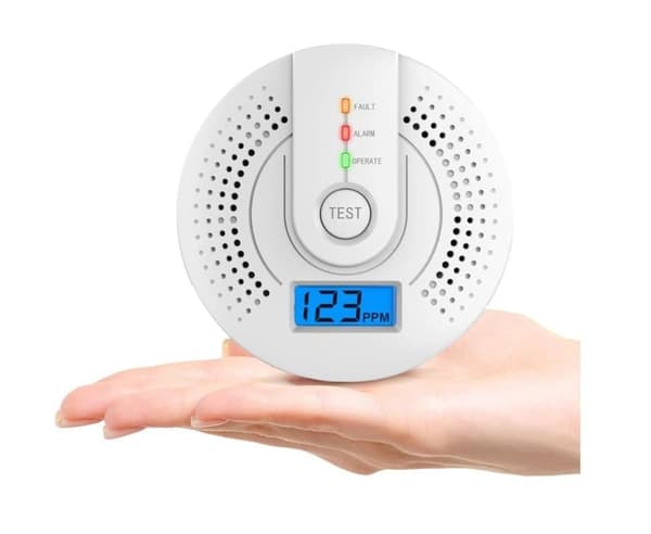 Kuliltedetektor, digitalt display og hørbar alarm, bærbar rejsealarm