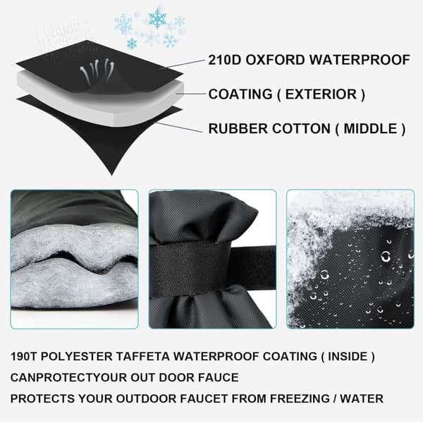Udendørs vandhanedæksel, 4 stk frostbeskyttelse vandhanedæksel, vandtæt havevandhanedæksel, til vinterfrostbeskyttelse, 20cm x 15cm (sort)