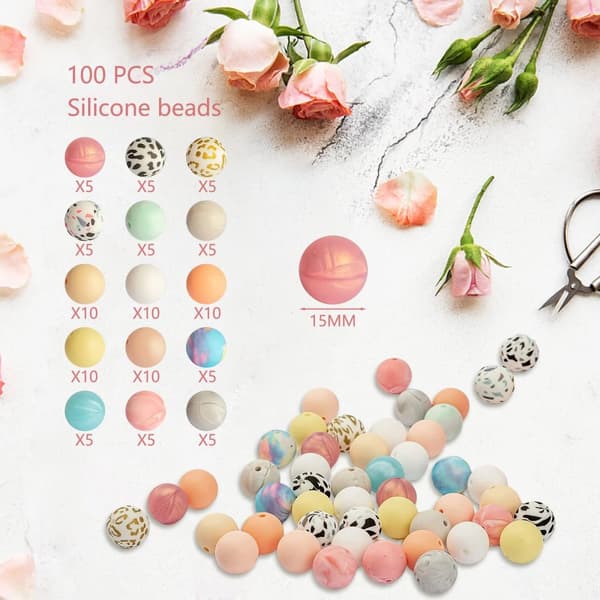 Silicone Runda Pärlor Kit, 100 st, Lätta att Rengöra,100 stycken
