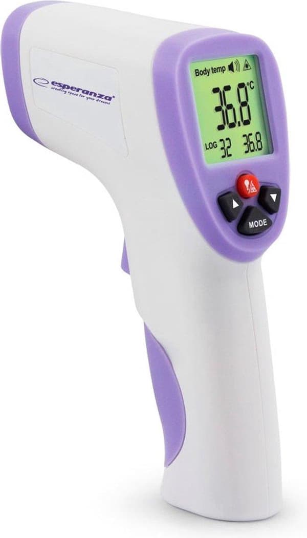 Esperanza ECT002 digital kroppstermometer Fjärrsensortermometer Lila, Vitt öra, panna, oralt, rektalt, underarmsknappar