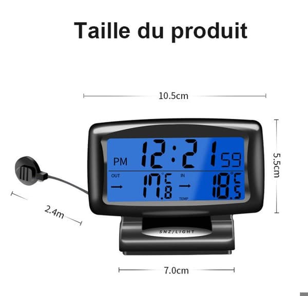 Bil elektronisk klocka intern och extern dubbel temperatur elektronisk klocka bil termometer nattlampa