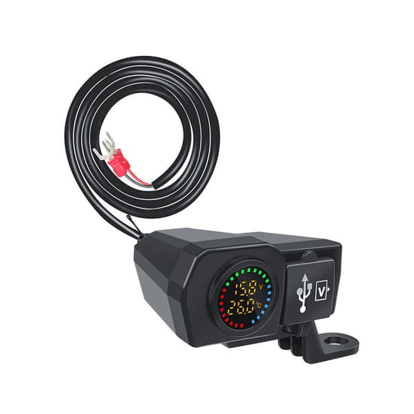 INF Motorsykkel Dobbel USB QC-lader med fargeskjerm