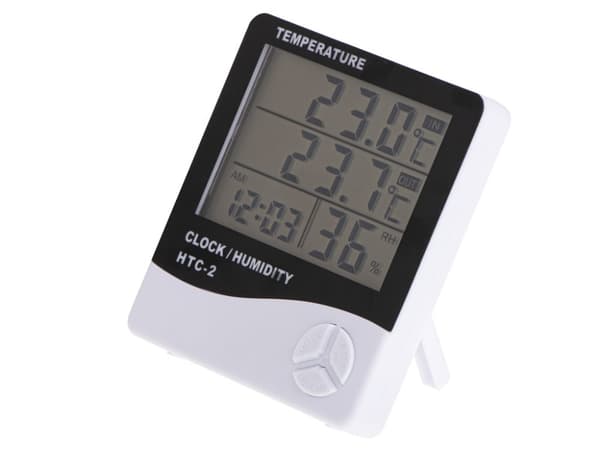 Hygrometer Termometer Ur Fugtmåler vejrstation HTC-2